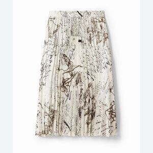 Desigual Artistic Print Midi Skirt in Cream and Brown